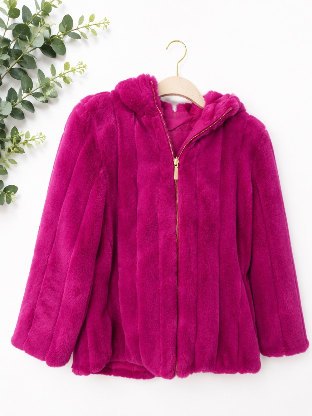 IMAN Reversible Fuchsia Faux Fur Jacket